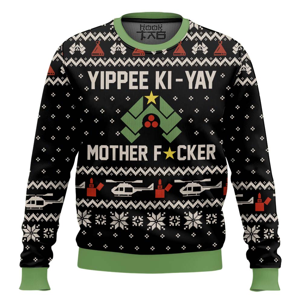 Hooktab Yippe Ki-Yay Mother Fxcker Die Hard Ugly Christmas Sweater Hooktab Yippe Ki-Yay Mother Fxcker Die Hard Ugly Christmas Sweater
