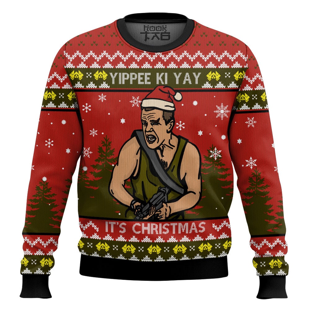 Hooktab Yippee Ki Yay It’s Christmas Die Hard Ugly Christmas Sweater Hooktab Yippee Ki Yay It’s Christmas Die Hard Ugly Christmas Sweater