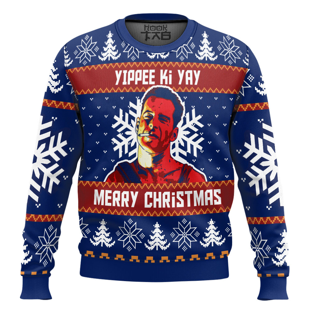 Hooktab Yippee Ki Yay Merry Christmas Die Hard Ugly Christmas Sweater Hooktab Yippee Ki Yay Merry Christmas Die Hard Ugly Christmas Sweater