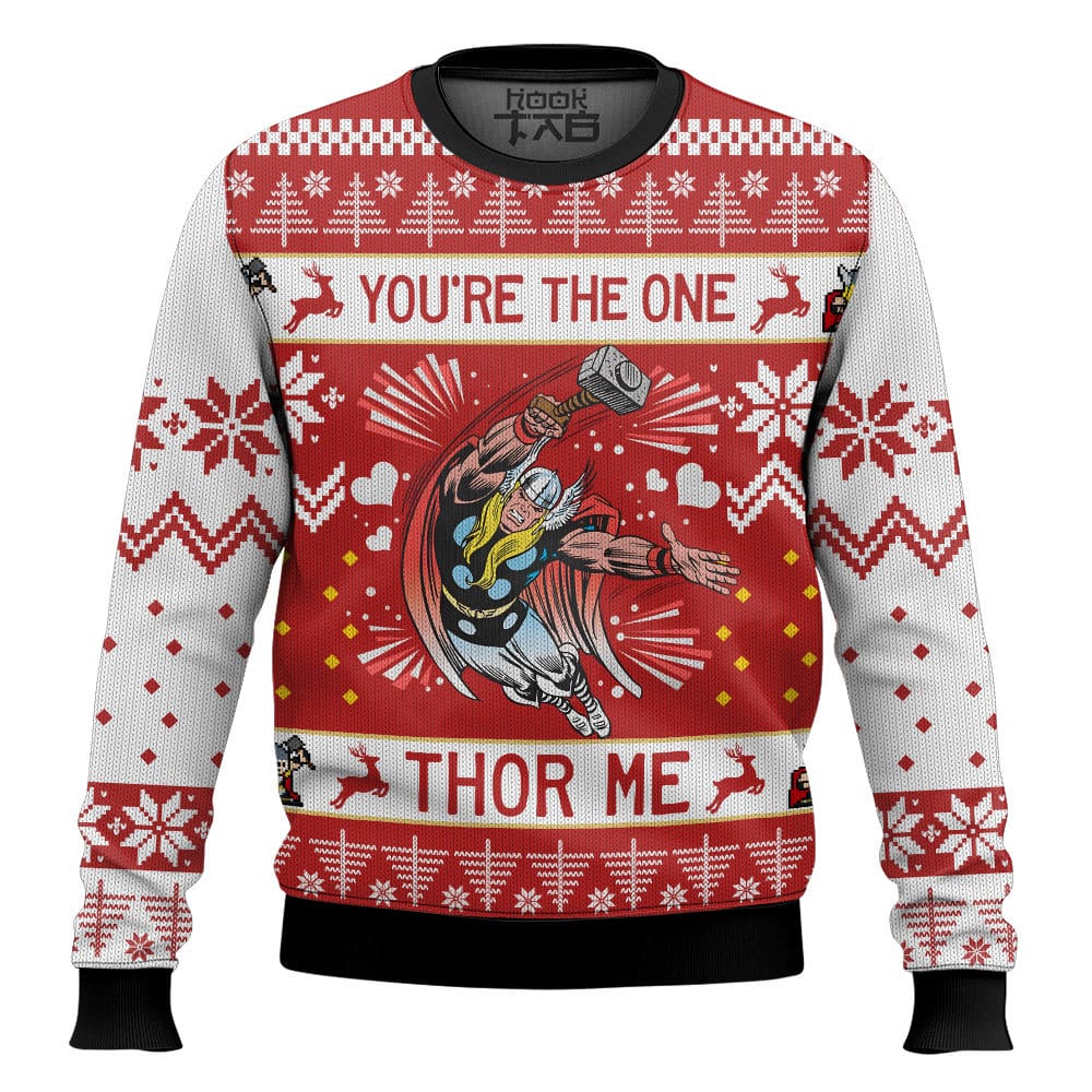 Hooktab You Are The One Thor Me Marvel Ugly Christmas Sweater Hooktab You Are The One Thor Me Marvel Ugly Christmas Sweater