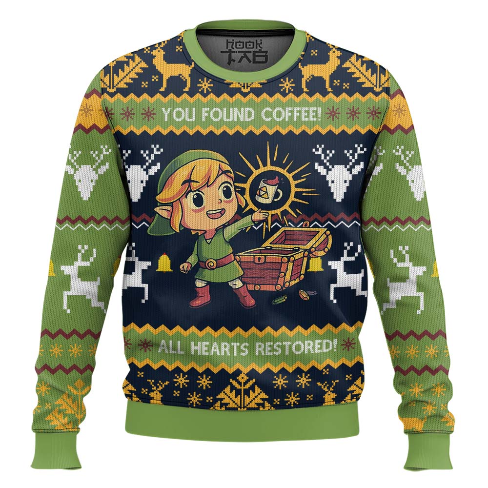 Hooktab You Found Coffee The Legend Of Zelda Ugly Christmas Sweater Hooktab You Found Coffee The Legend Of Zelda Ugly Christmas Sweater