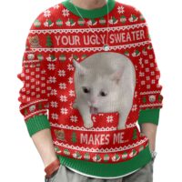 Hooktab Your Makes Me... Cat Vomit Meme Ugly Christmas Sweater
