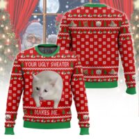 Hooktab Your Makes Me... Cat Vomit Meme Ugly Christmas Sweater