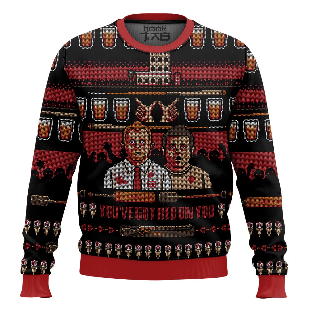 Hooktab You've Got Red On You Shaun Of The Dead Ugly Christmas Sweater Hooktab You've Got Red On You Shaun Of The Dead Ugly Christmas Sweater