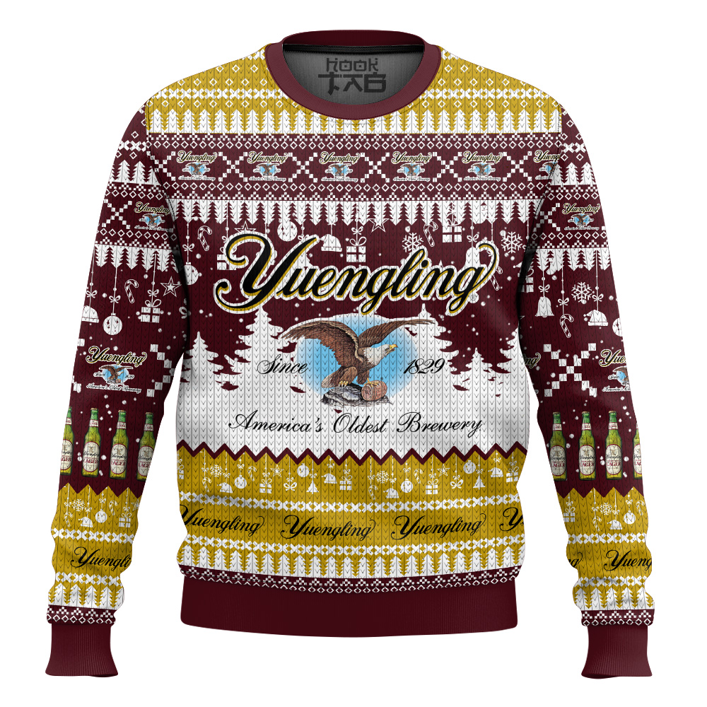 Hooktab Yuengling America's Oldest Brews Ugly Christmas Sweater Hooktab Yuengling America's Oldest Brews Ugly Christmas Sweater