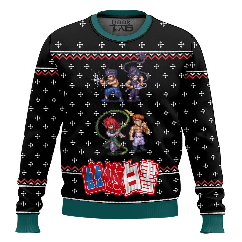 Hooktab Yuyu Hakusho Ghost Fighter Sprite Ugly Christmas Sweater Hooktab Yuyu Hakusho Ghost Fighter Sprite Ugly Christmas Sweater