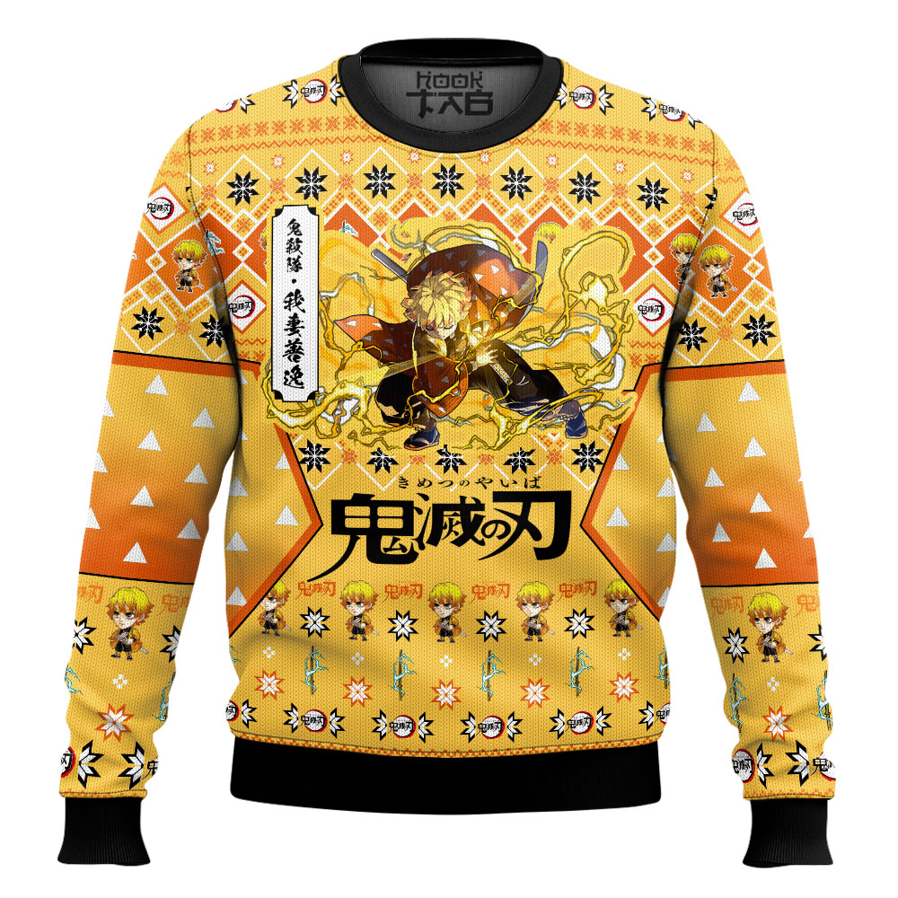Hooktab Zenitsu Agatsuma Ugly Christmas Sweater Hooktab Zenitsu Agatsuma Ugly Christmas Sweater
