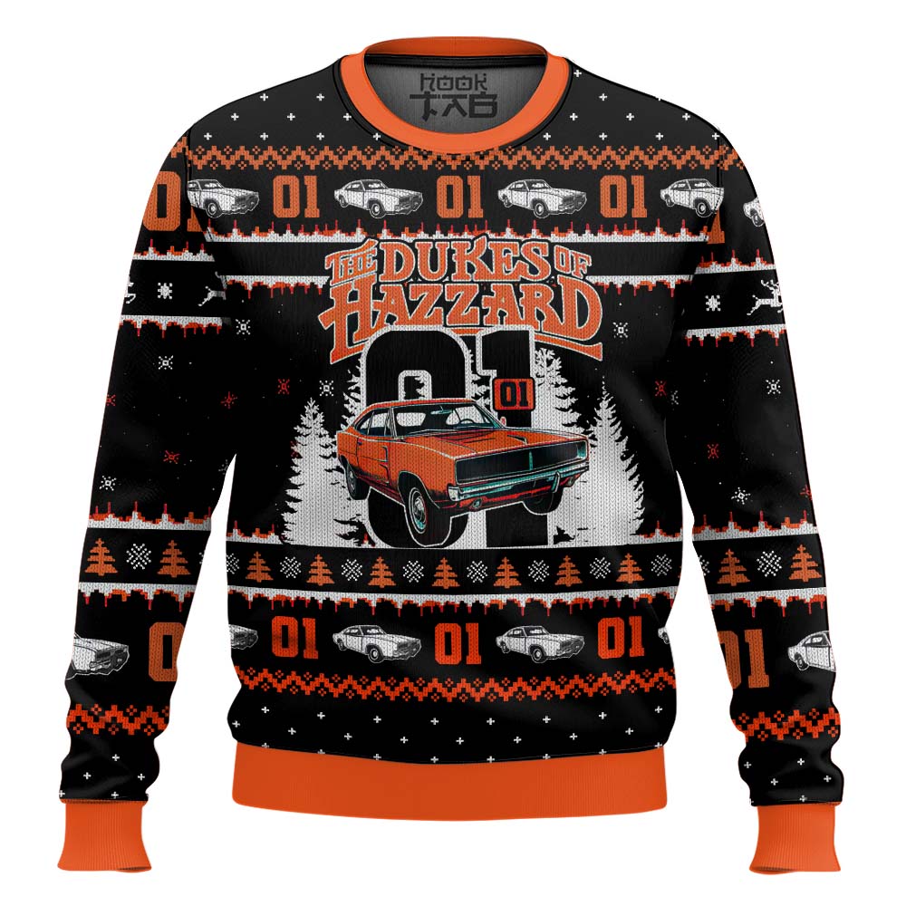 Hooktab Zero One The Duke Of Hazzard Ugly Christmas Sweater Hooktab Zero One The Duke Of Hazzard Ugly Christmas Sweater