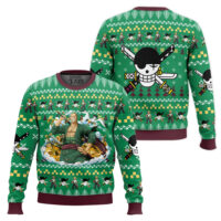 Hooktab Zoro One Piece Ugly Christmas Sweater