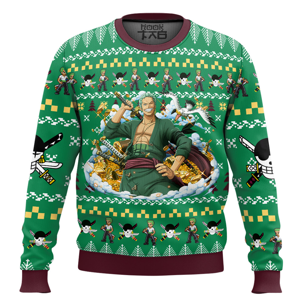 Hooktab Zoro One Piece Ugly Christmas Sweater Hooktab Zoro One Piece Ugly Christmas Sweater