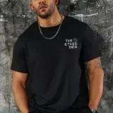 Letter Print Men's Casual T-Shirt, Summer Fashion Crew Neck Short Sleeve Top, Modern Streetwear Style For Men