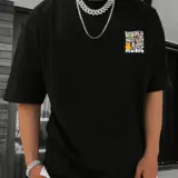 Men's Halloween Fun Graphic Tee - Casual Round Neck Short Sleeve T-Shirt, Breathable Polyester Fabric