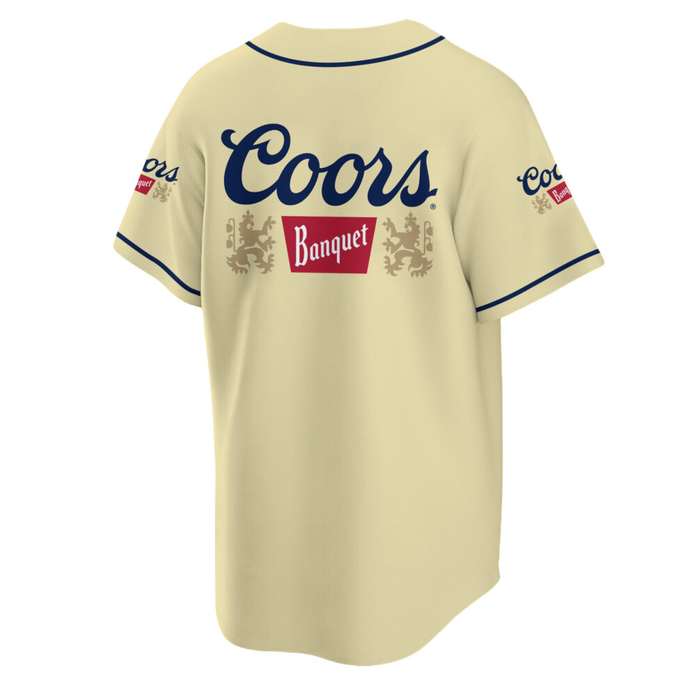 Personalized Beige Coors Banquet Beer Baseball Jersey Personalized Beige Coors Banquet Beer Baseball Jersey