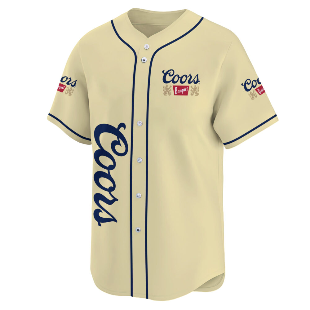 Personalized Beige Coors Banquet Beer Baseball Jersey Personalized Beige Coors Banquet Beer Baseball Jersey