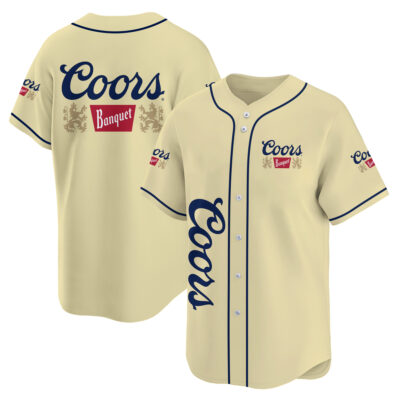 Personalized Beige Coors Banquet Beer Baseball Jersey