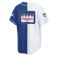 Personalized Blue White Hamm's Beer Baseball Jersey