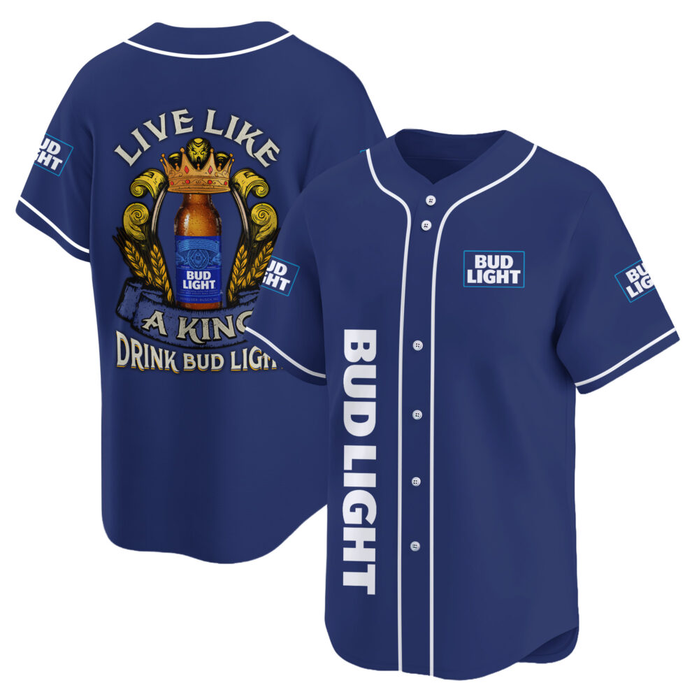 Personalized Bud Light Live Like A King Baseball Jersey