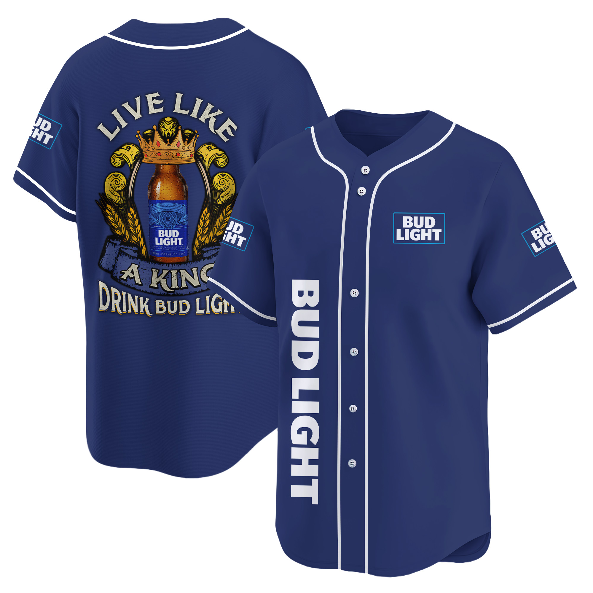 Personalized Bud Light Live Like A King Baseball Jersey