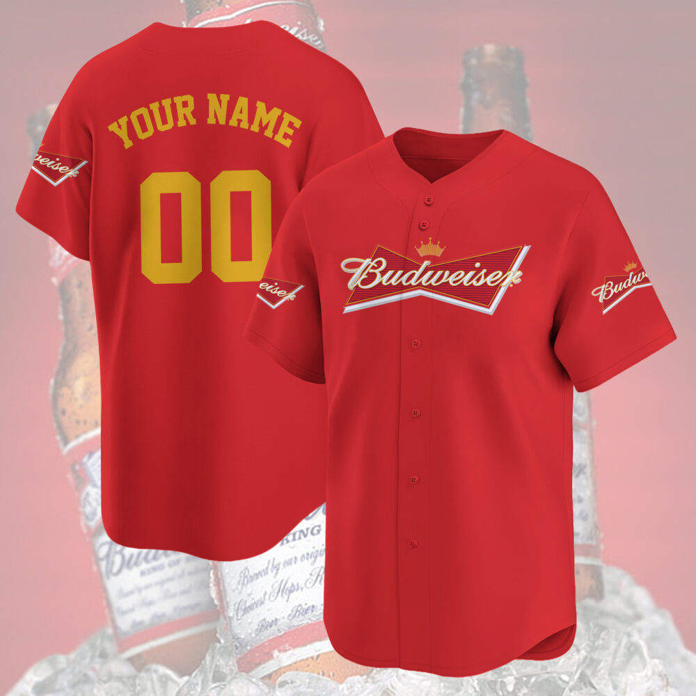 Personalized Budweiser Baseball Jersey Personalized Budweiser Baseball Jersey