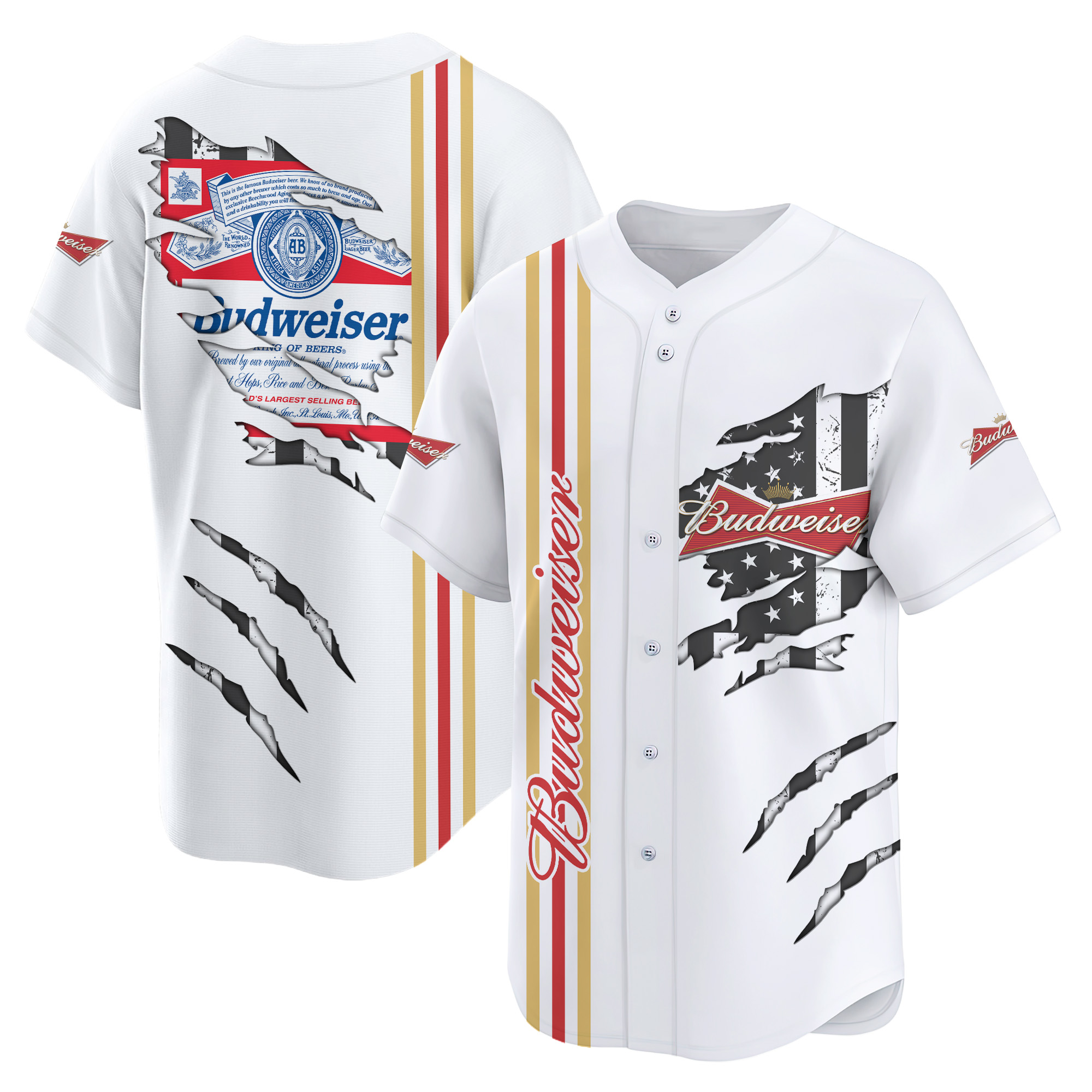 Personalized Budweiser Claw Scratches Baseball Jersey