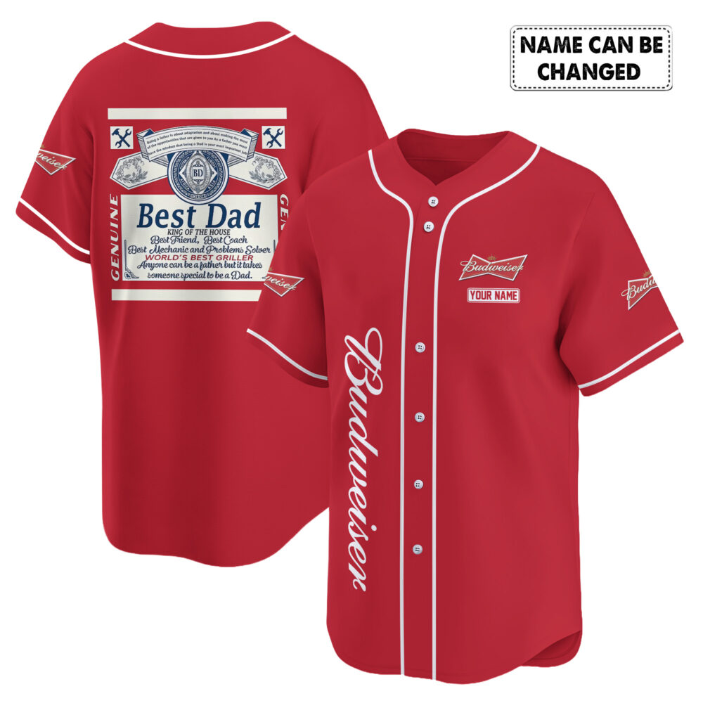 Personalized Budweiser Happy Father's Day Baseball Jersey