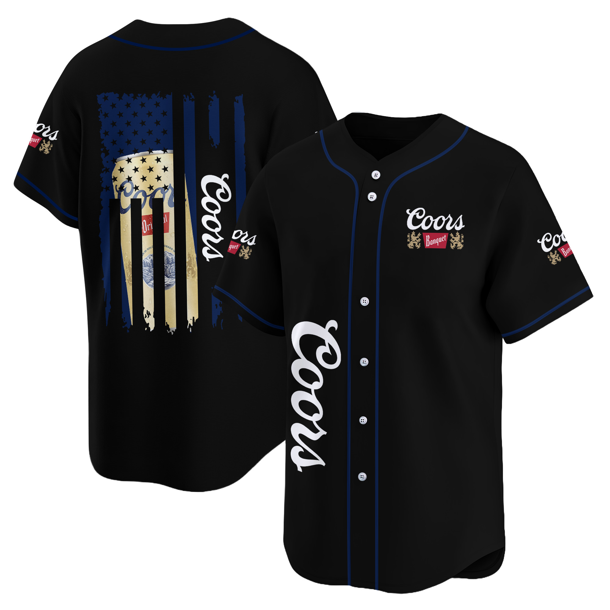 Personalized Coors Banquet American Flag Baseball Jersey