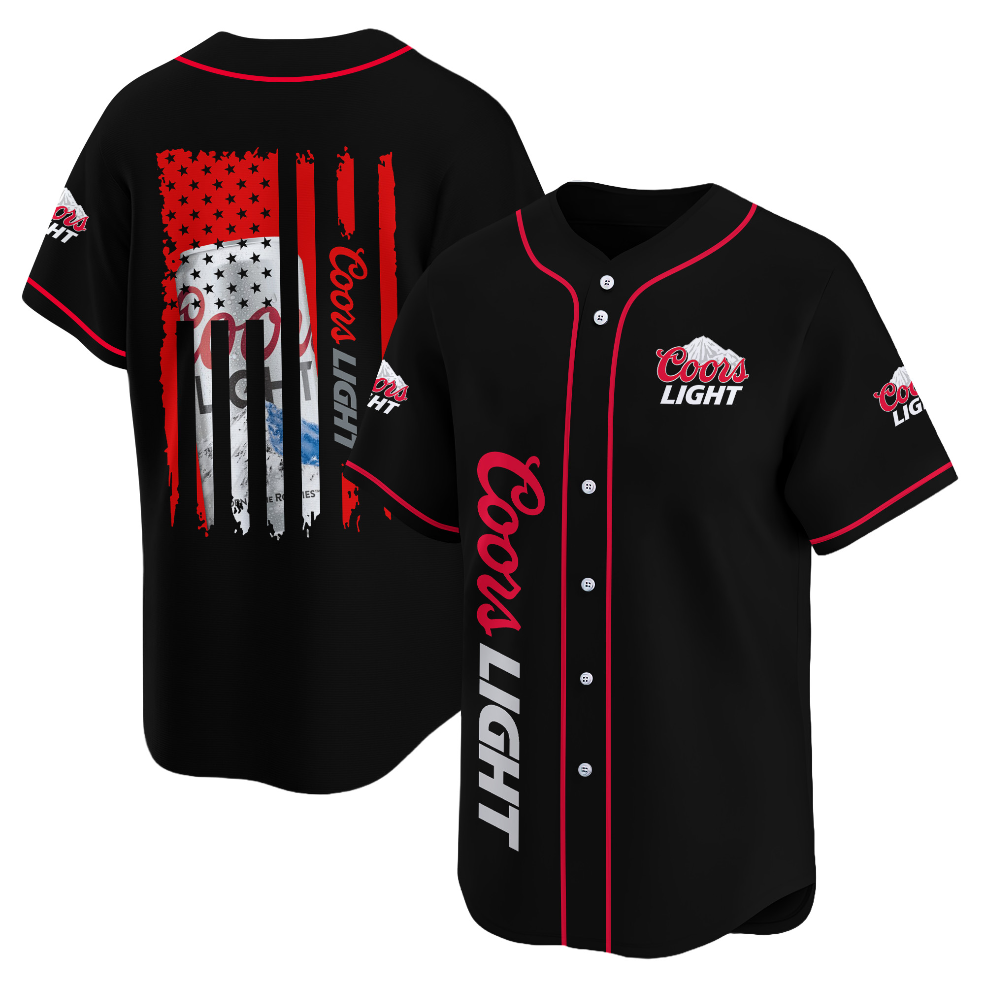 Personalized Coors Light American Flag Baseball Jersey
