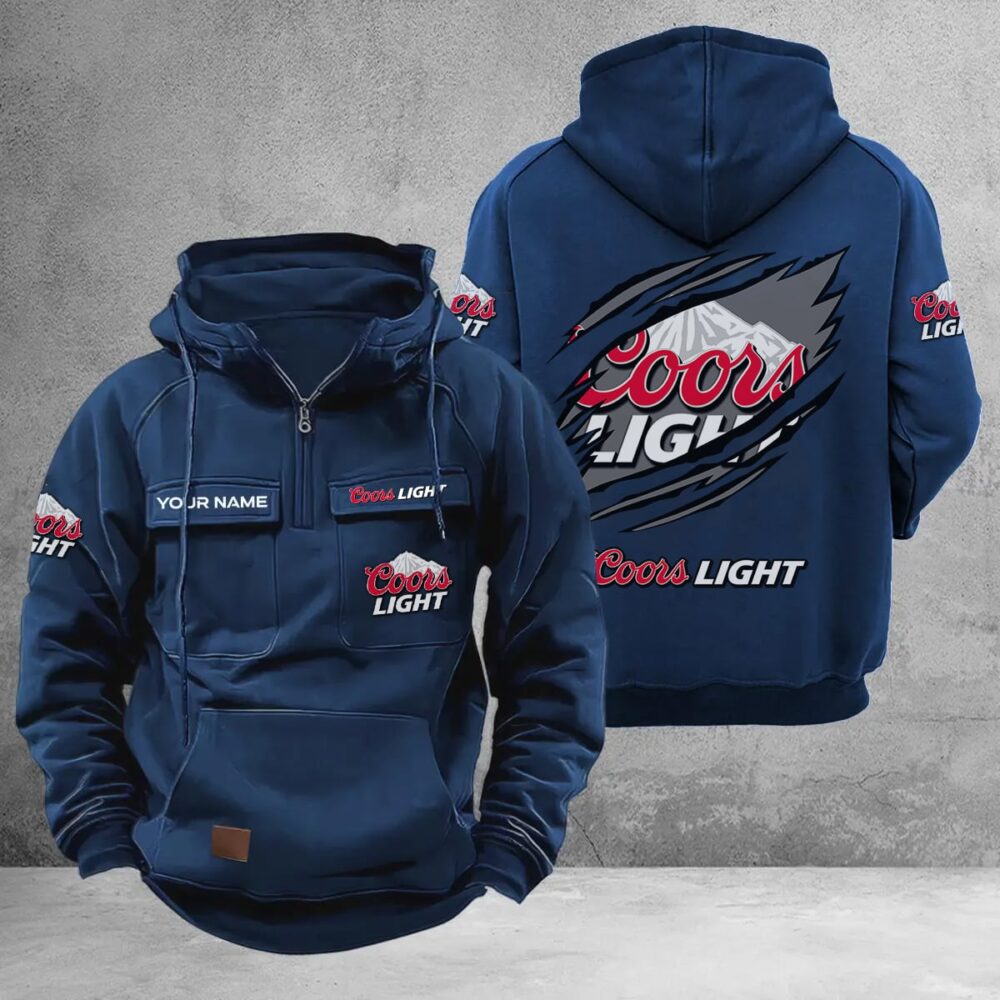 Personalized Coors Light Multi-Pockets Zip-Up Hoodie Personalized Coors Light Multi-Pockets Zip-Up Hoodie