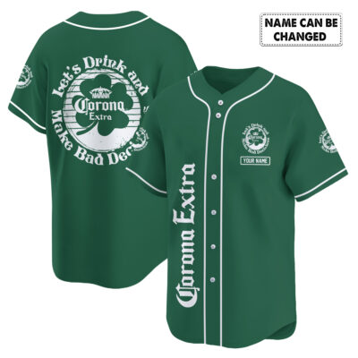 Personalized Corona Extra St Patrick's Day Baseball Jersey