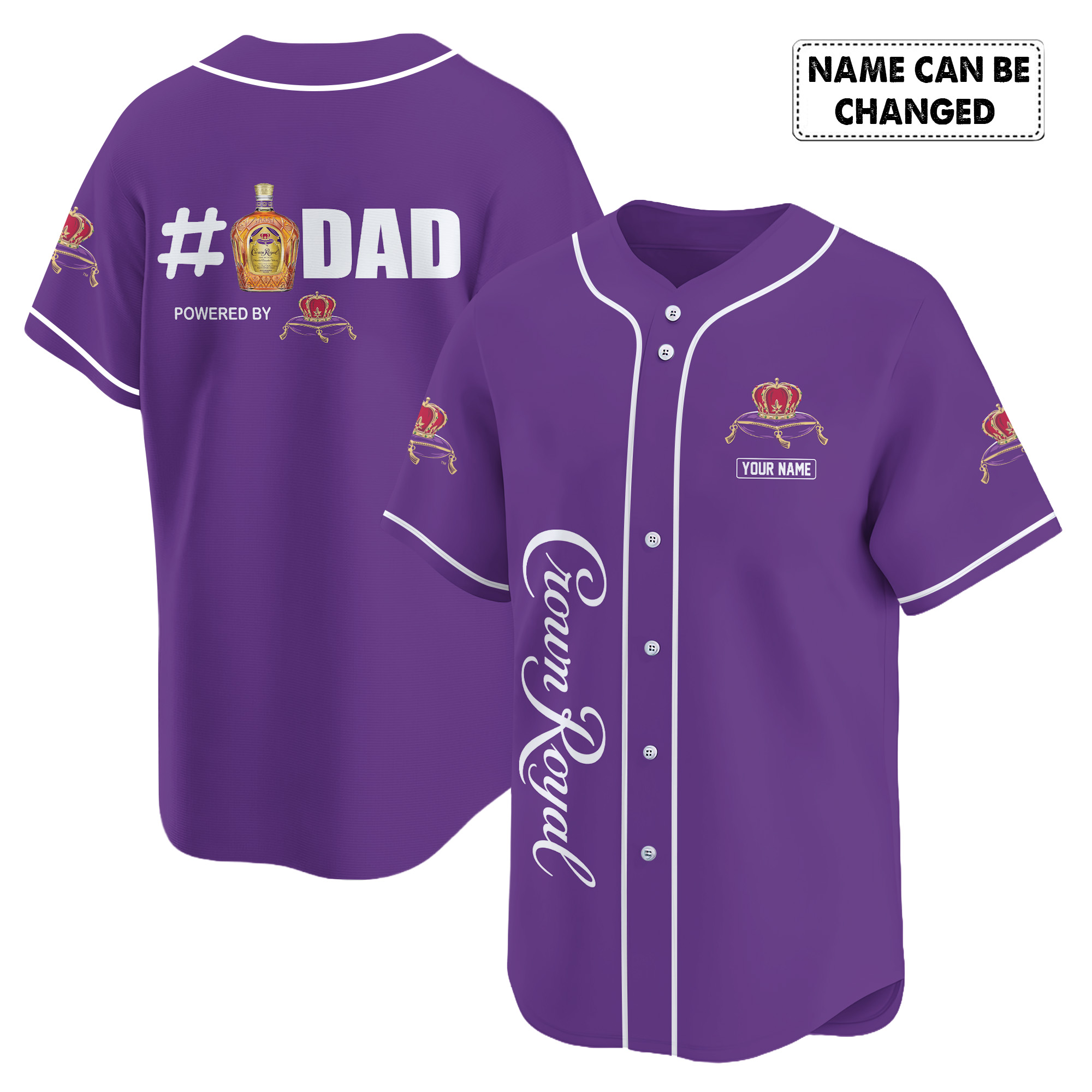 Personalized Crown Royal Happy Father's Day Baseball Jersey