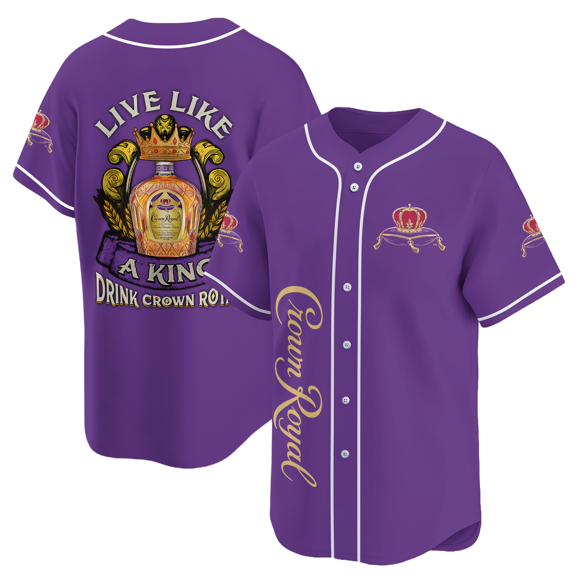 Personalized Crown Royal Live Like A King Baseball Jersey