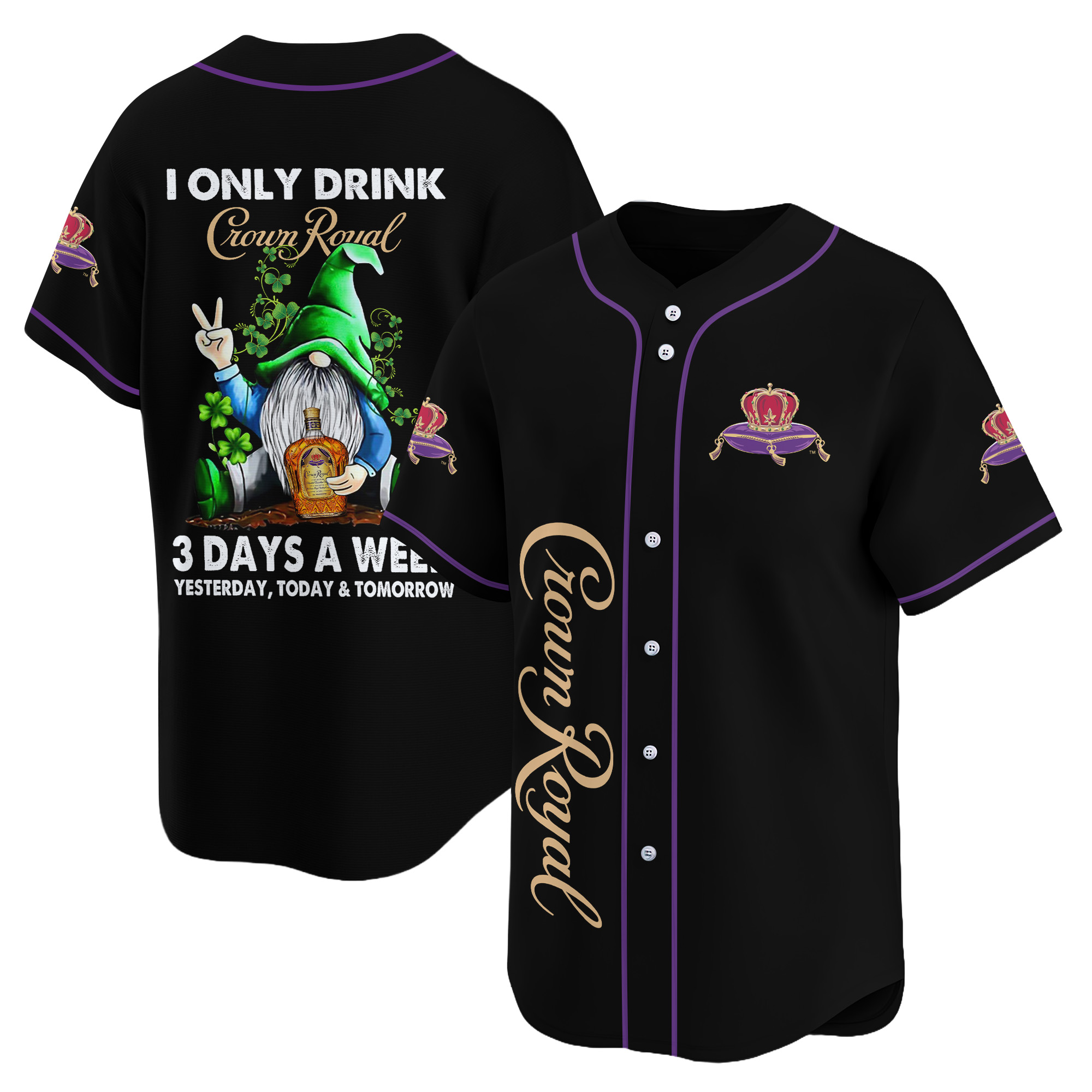 Personalized Crown Royal Of Gnome Baseball Jersey
