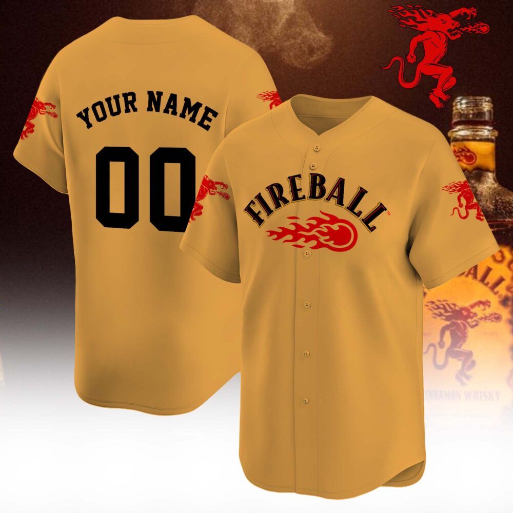 Personalized Fireball Baseball Jersey Personalized Fireball Baseball Jersey