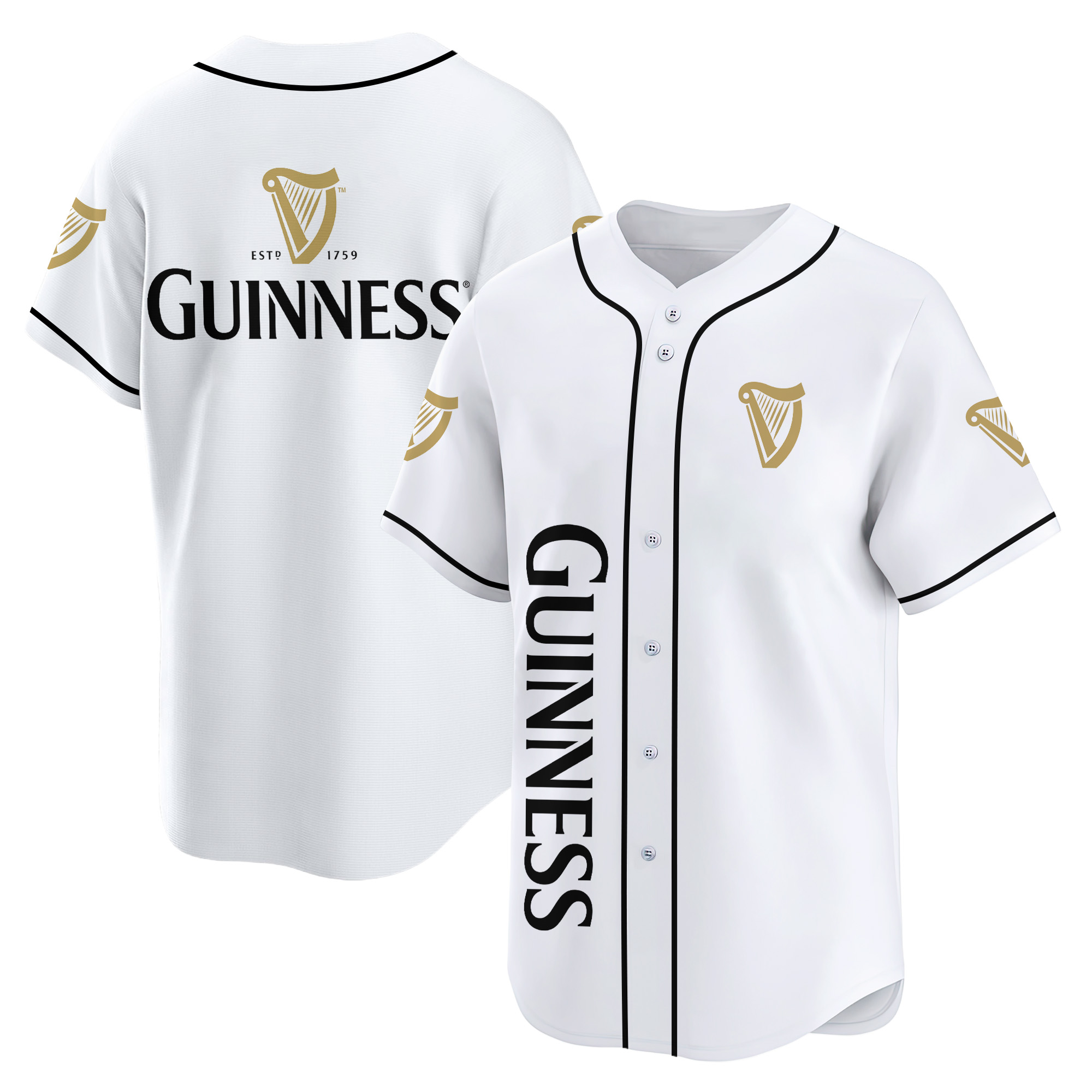 Personalized Guinness White Baseball Jersey