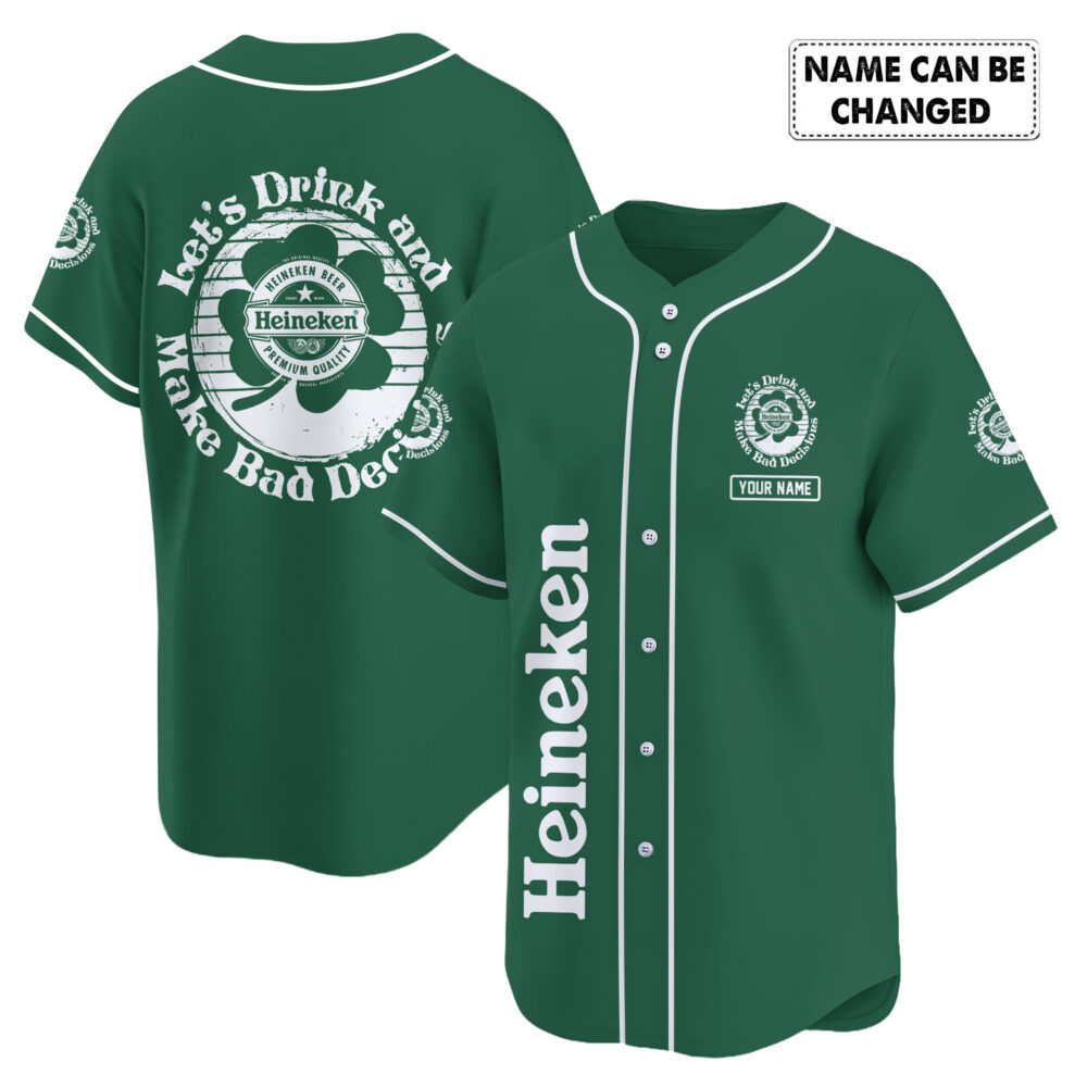 Personalized Heineken St Patrick's Day Baseball Jersey