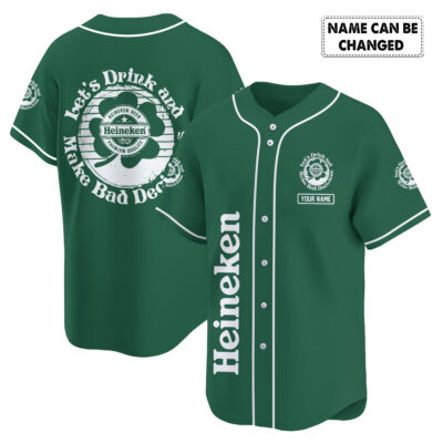Personalized Heineken St Patrick's Day Baseball Jersey