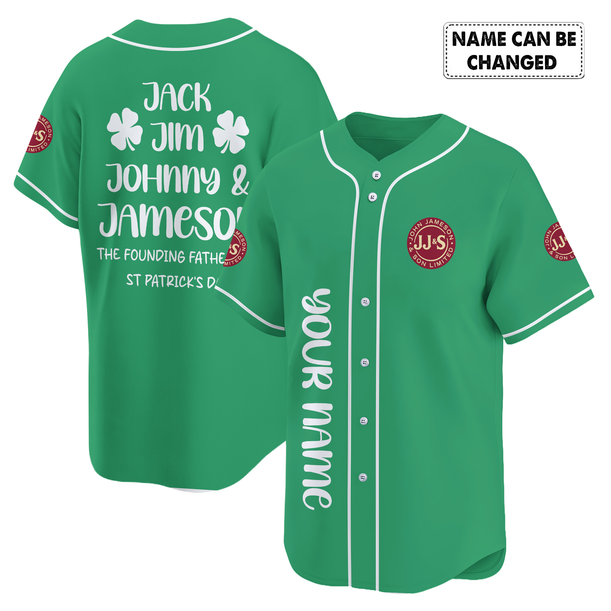 Personalized Jameson Jack Jim Johnny Baseball Jersey