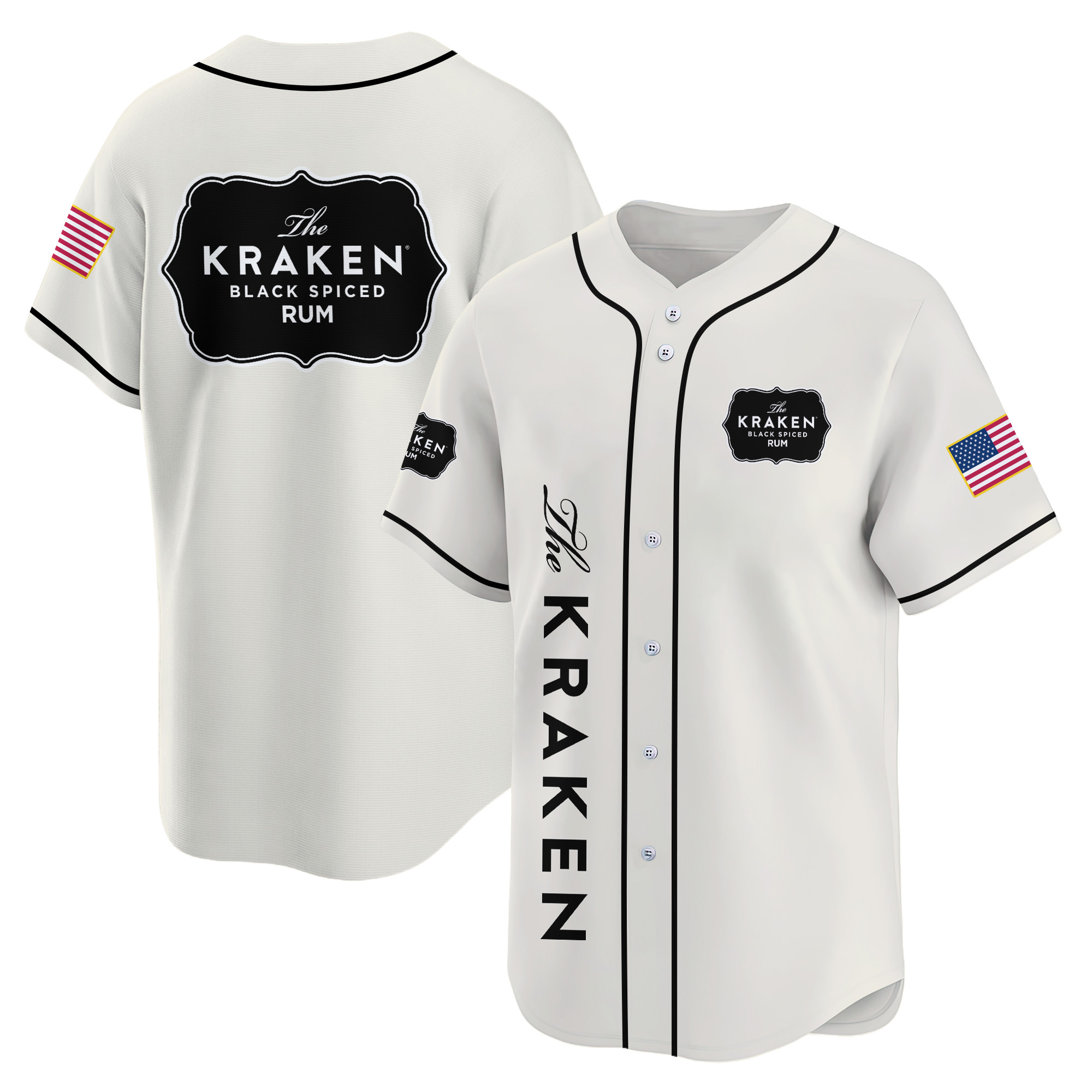 Personalized Kraken Rum USA Flag Baseball Jersey