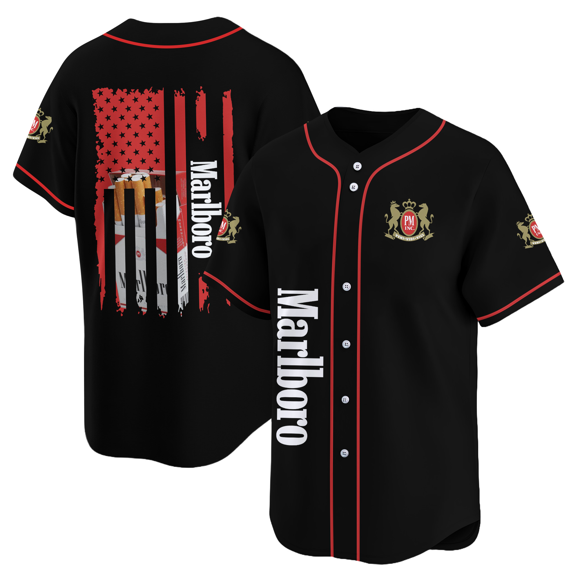Personalized Marlboro American Flag Baseball Jersey