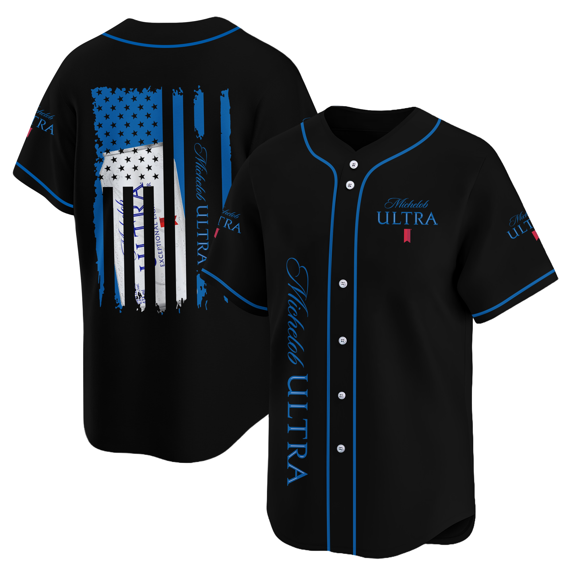 Personalized Michelob Ultra American Flag Baseball Jersey