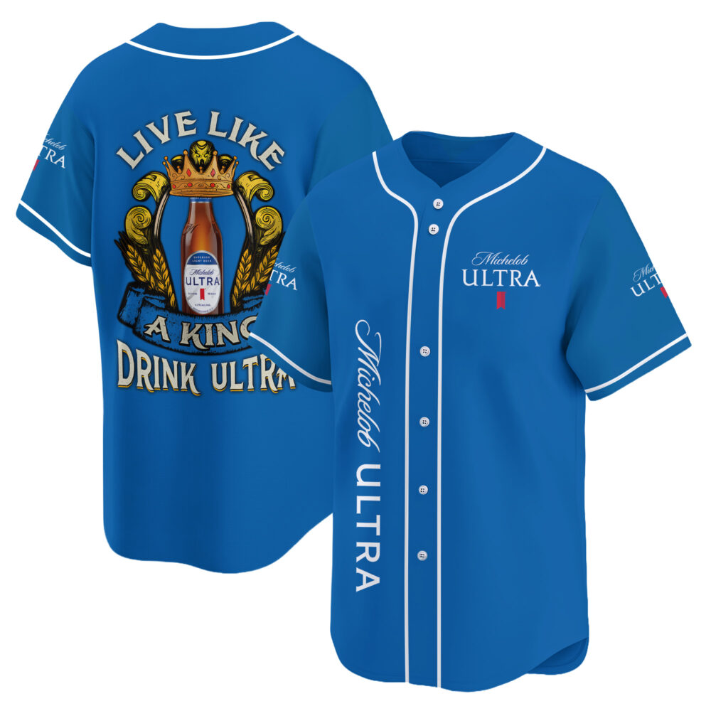 Personalized Michelob Ultra Live Like A King Baseball Jersey Personalized Michelob Ultra Live Like A King Baseball Jersey