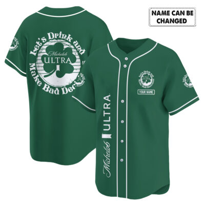 Personalized Michelob Ultra St Patrick's Day Baseball Jersey
