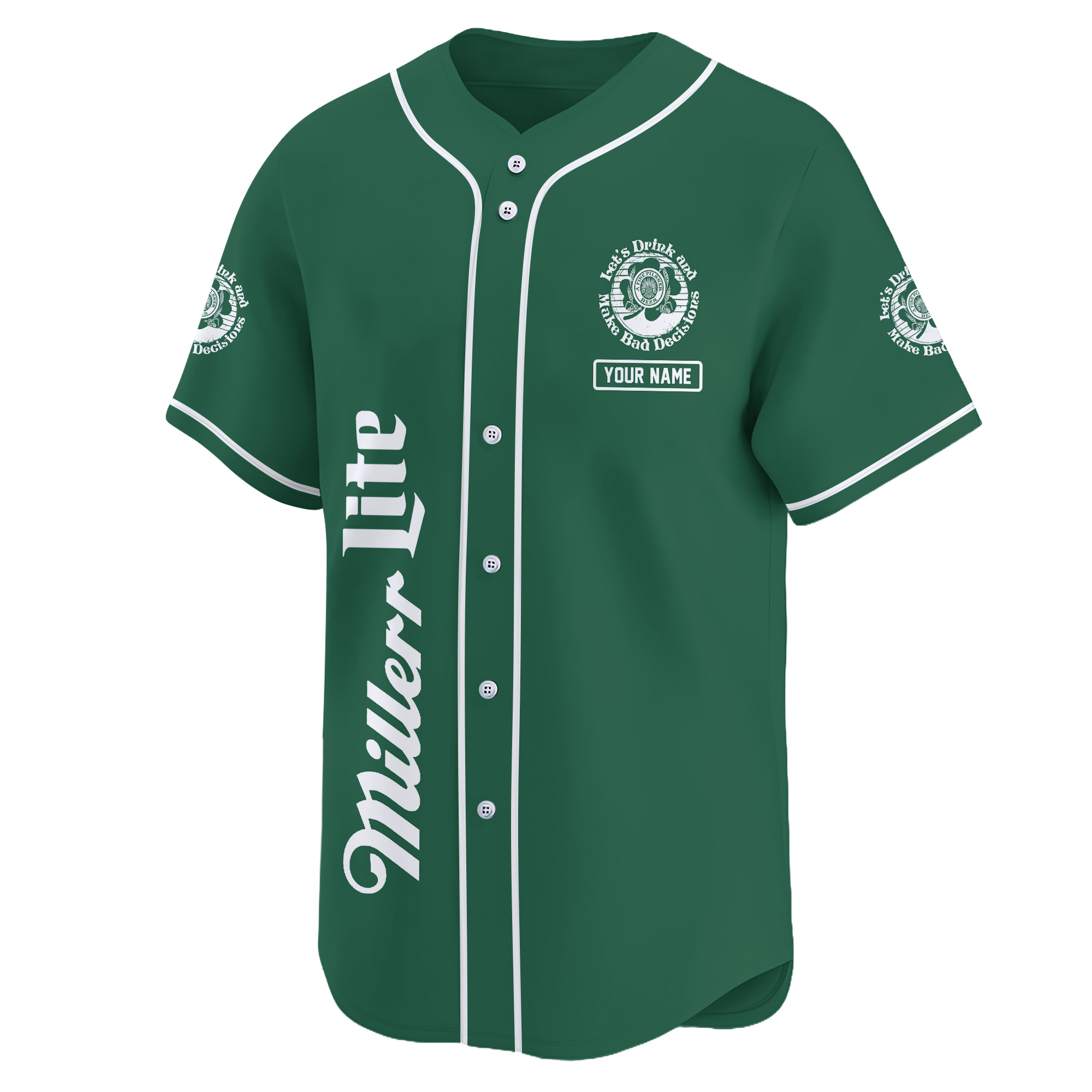 Personalized Miller Lite St Patrick’s Day Baseball Jersey