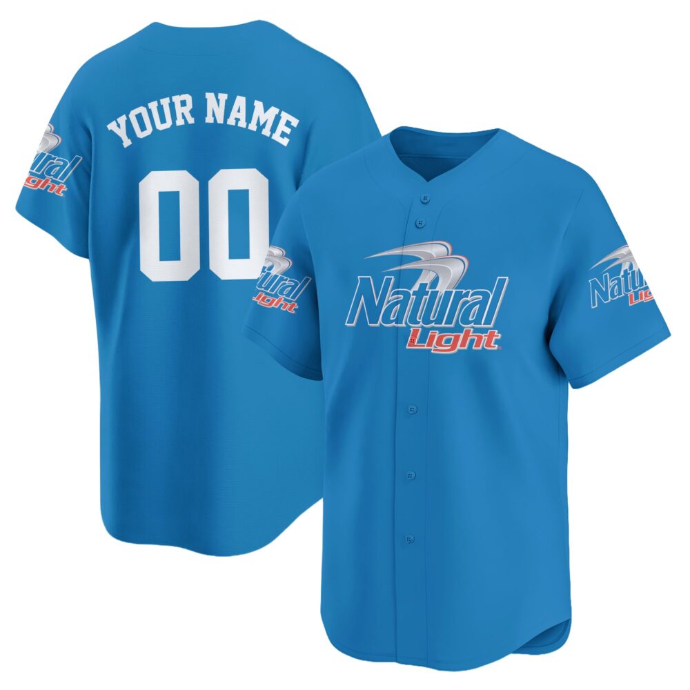 Personalized Natural Light Baseball Jersey - Blue Personalized Natural Light Baseball Jersey - Blue