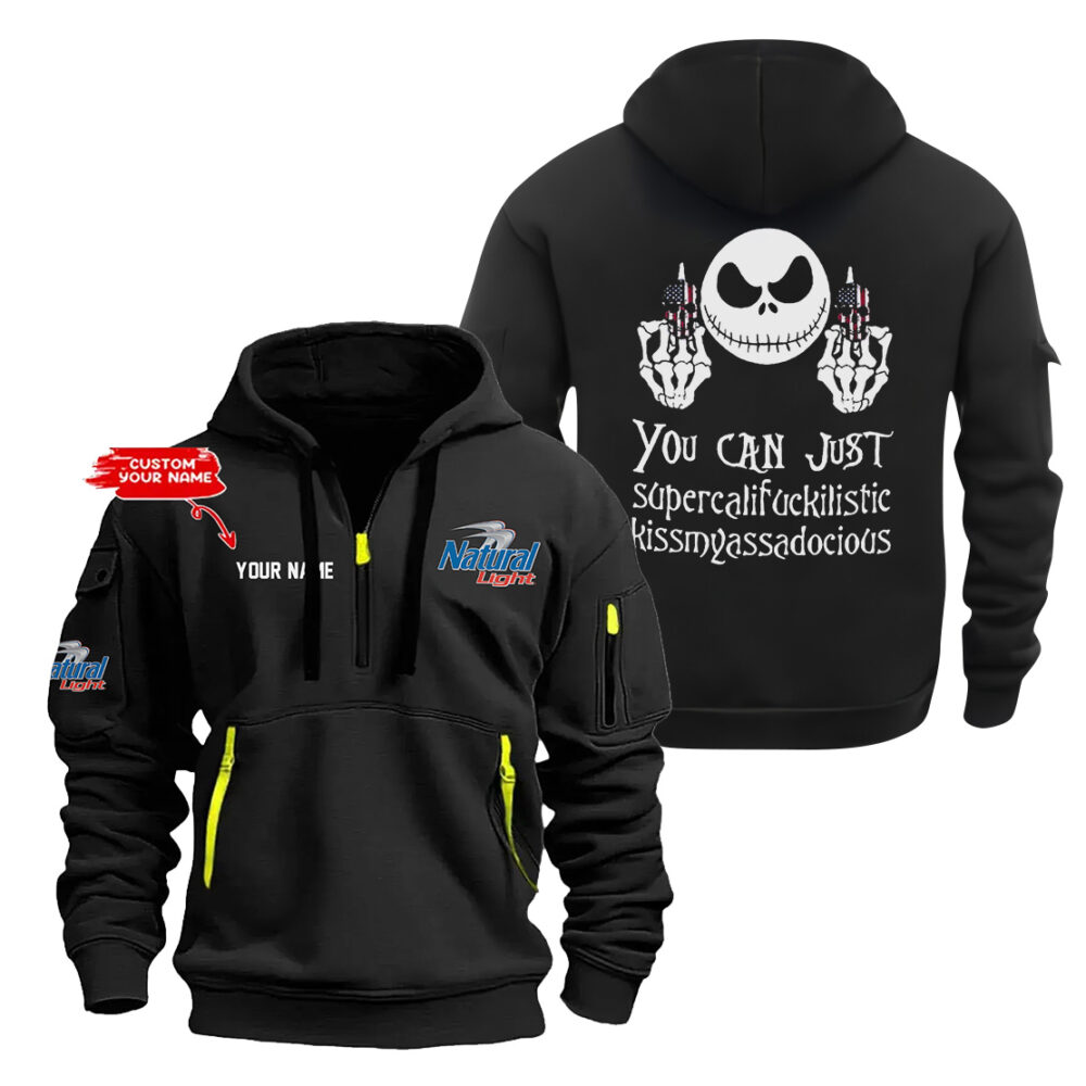 Personalized Natural Light Half Zipper Hoodie Personalized Natural Light Half Zipper Hoodie