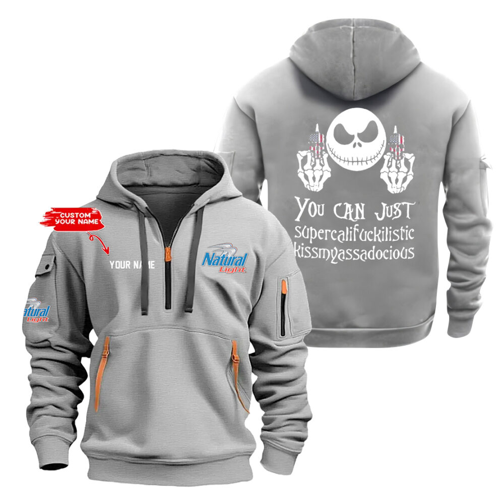 Personalized Natural Light Half Zipper Hoodie Personalized Natural Light Half Zipper Hoodie