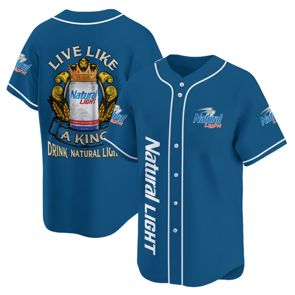 Personalized Natural Light Live Like A King Baseball Jersey