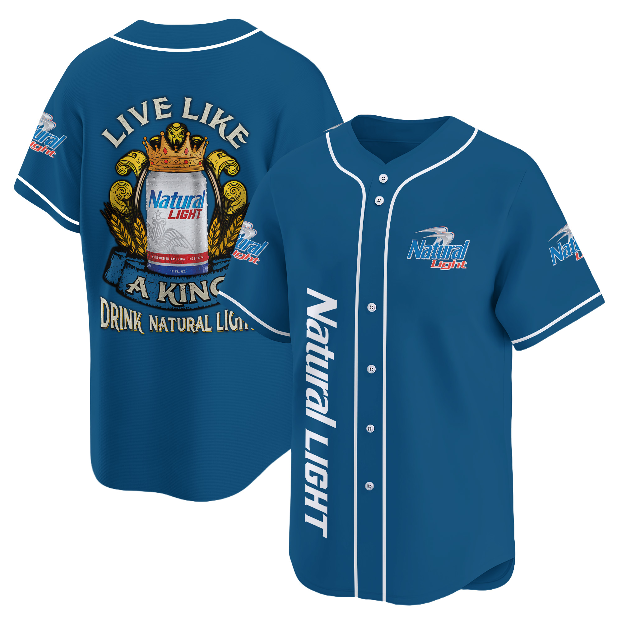 Personalized Natural Light Live Like A King Baseball Jersey
