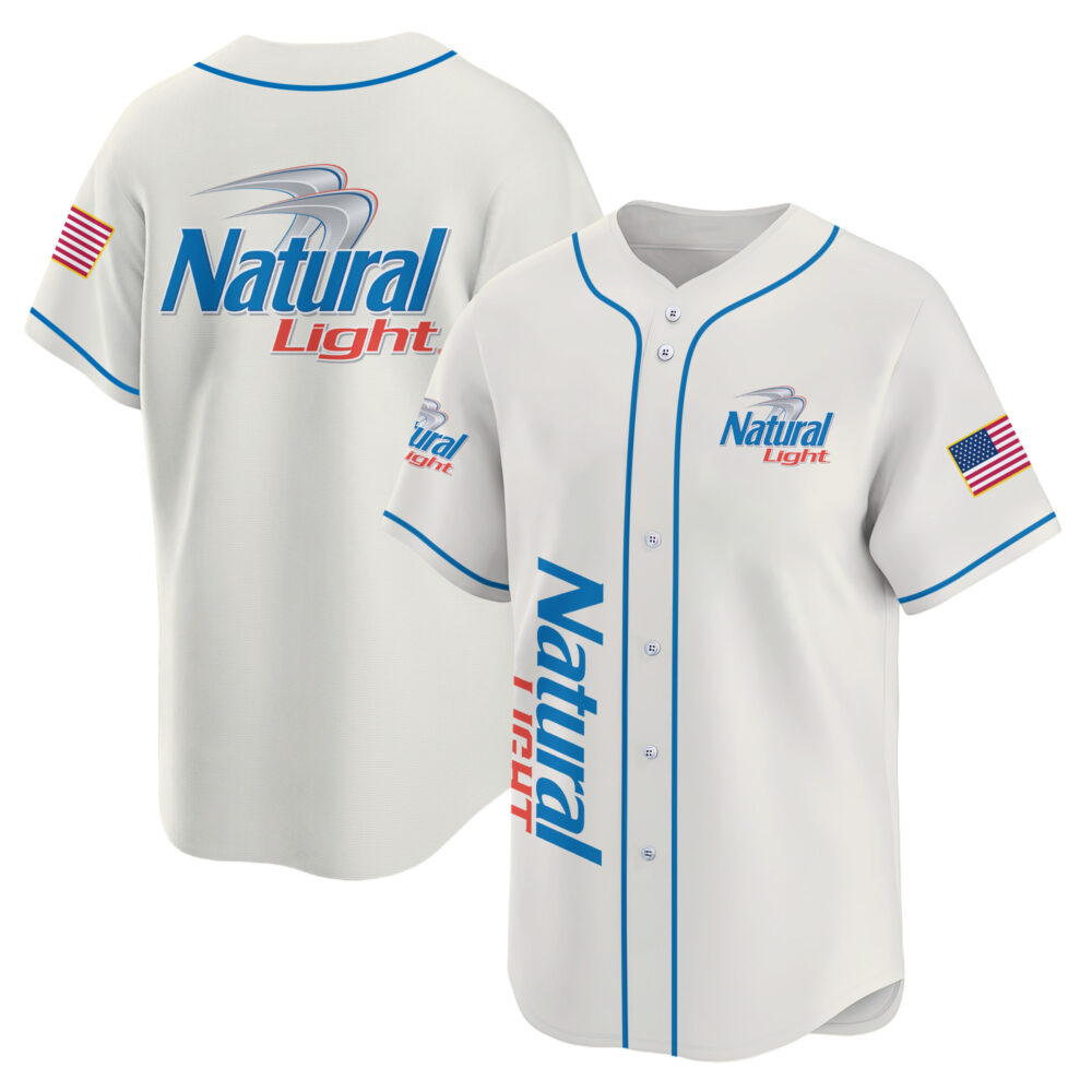 Personalized Natural Light USA Flag Baseball Jersey