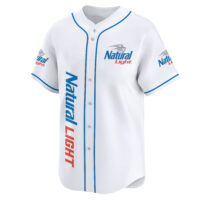 Personalized Natural Light White Baseball Jersey